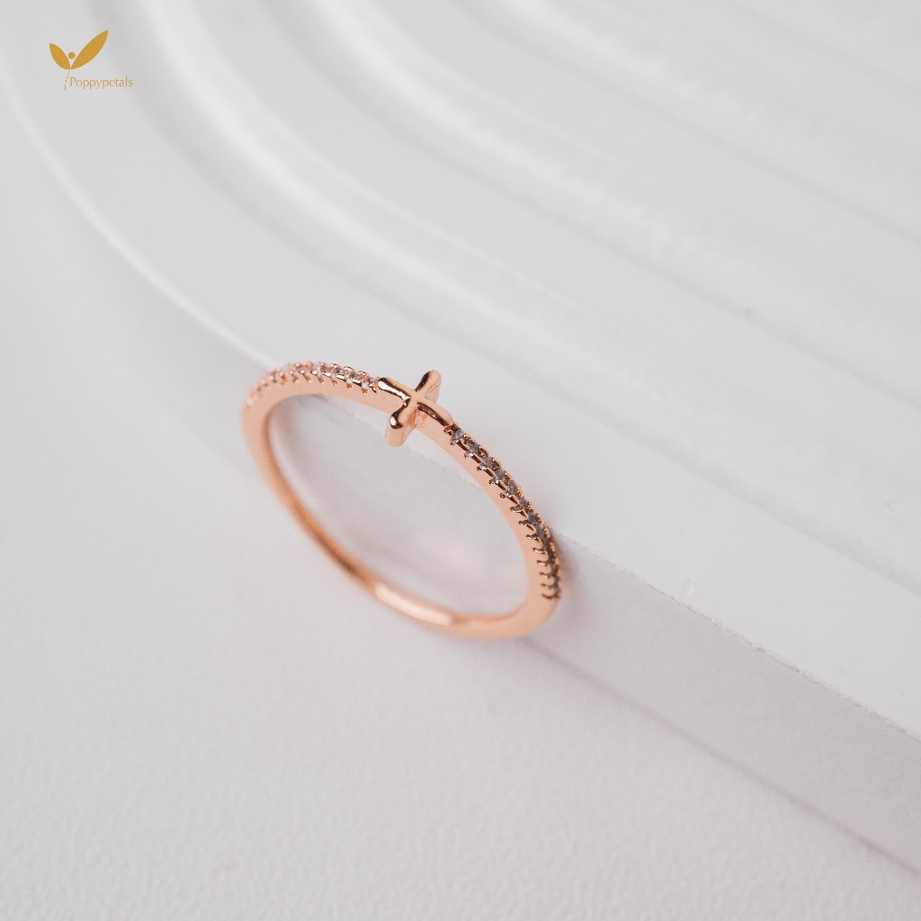 Poppypetals Luke Cross Gold Plated Ring - Cincin Salib Lapis Emas Anti Karat