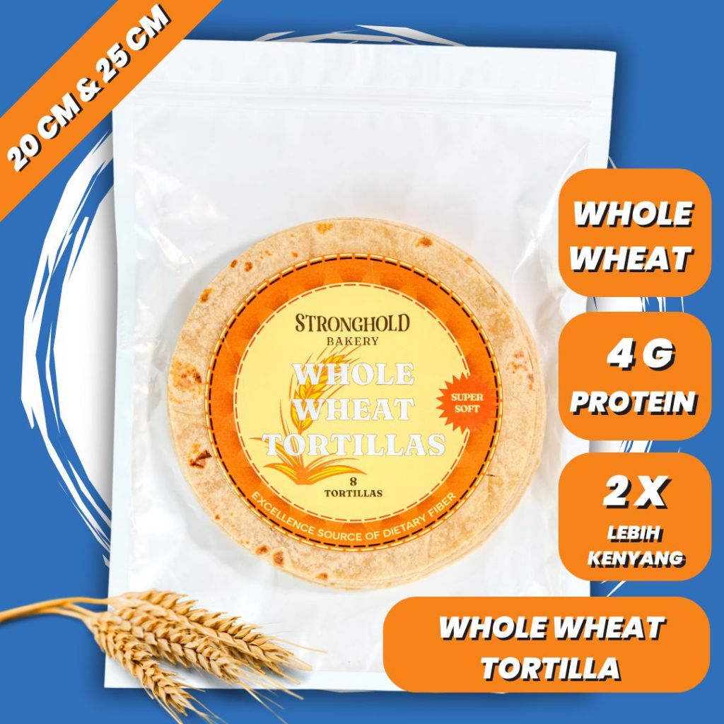 

Whole Wheat Tortilla kulit kebab gandum / Salad wrap 20 cm Stronghold bakery