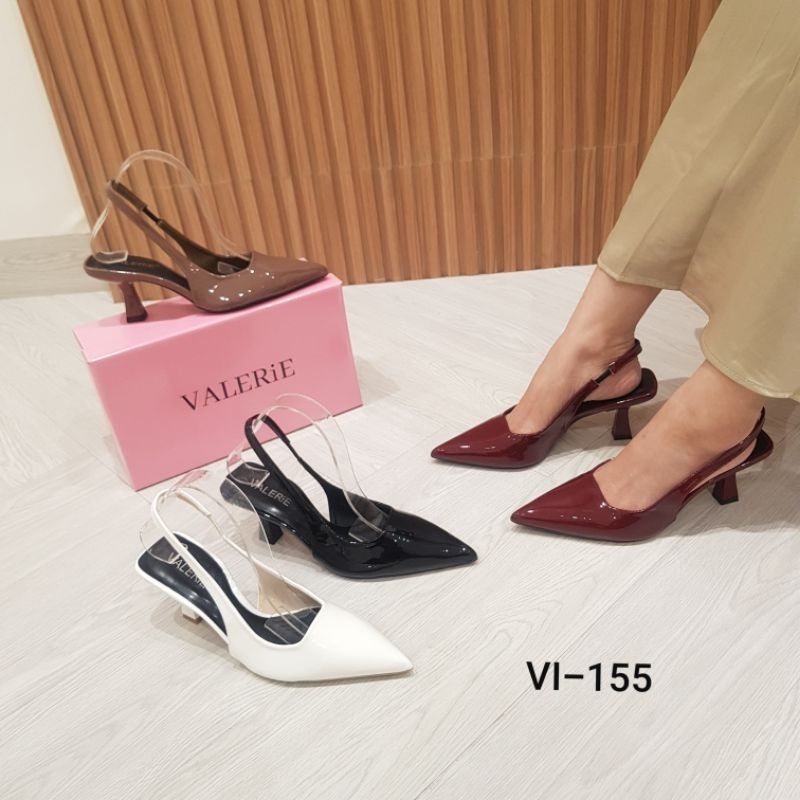 Valerie sepatu heels tali belakang 7cm Glossy 35-39 Vi-155
