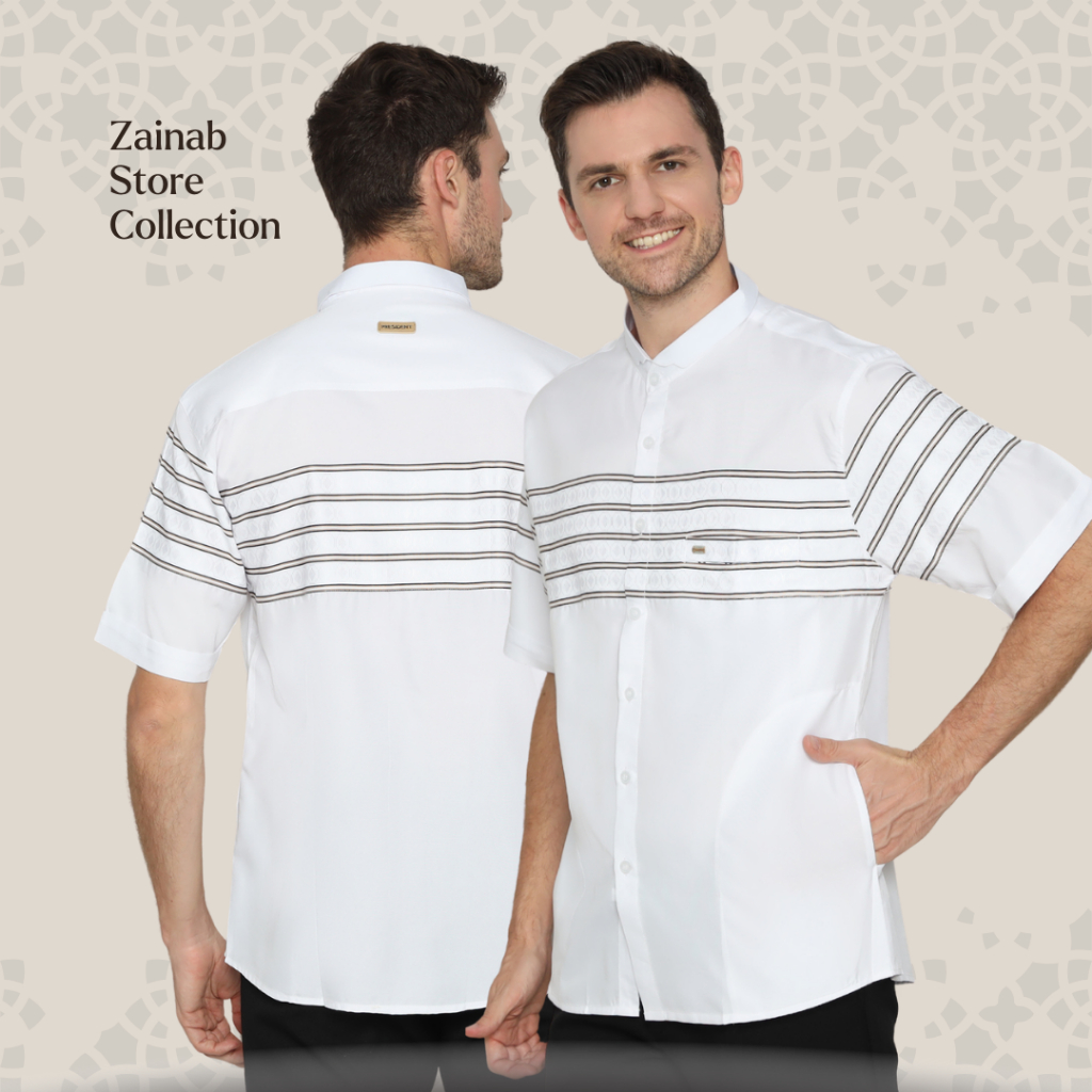 Kemeja Koko Pria Dewasa Baju Koko Laki Laki Putih Premium Manset Lengan Pendek