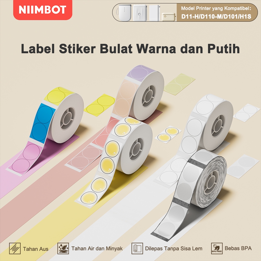 

NIIMBOT D11/D110/D101 Stiker Kosmetik Kertas Label Bulat Stiker Label Kecil Titik Transparan