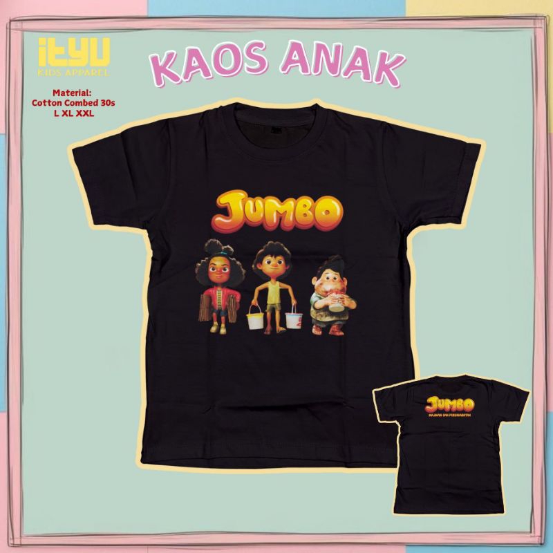 Kaos Anak JUMBO Cotton Combed 30s Unisex.