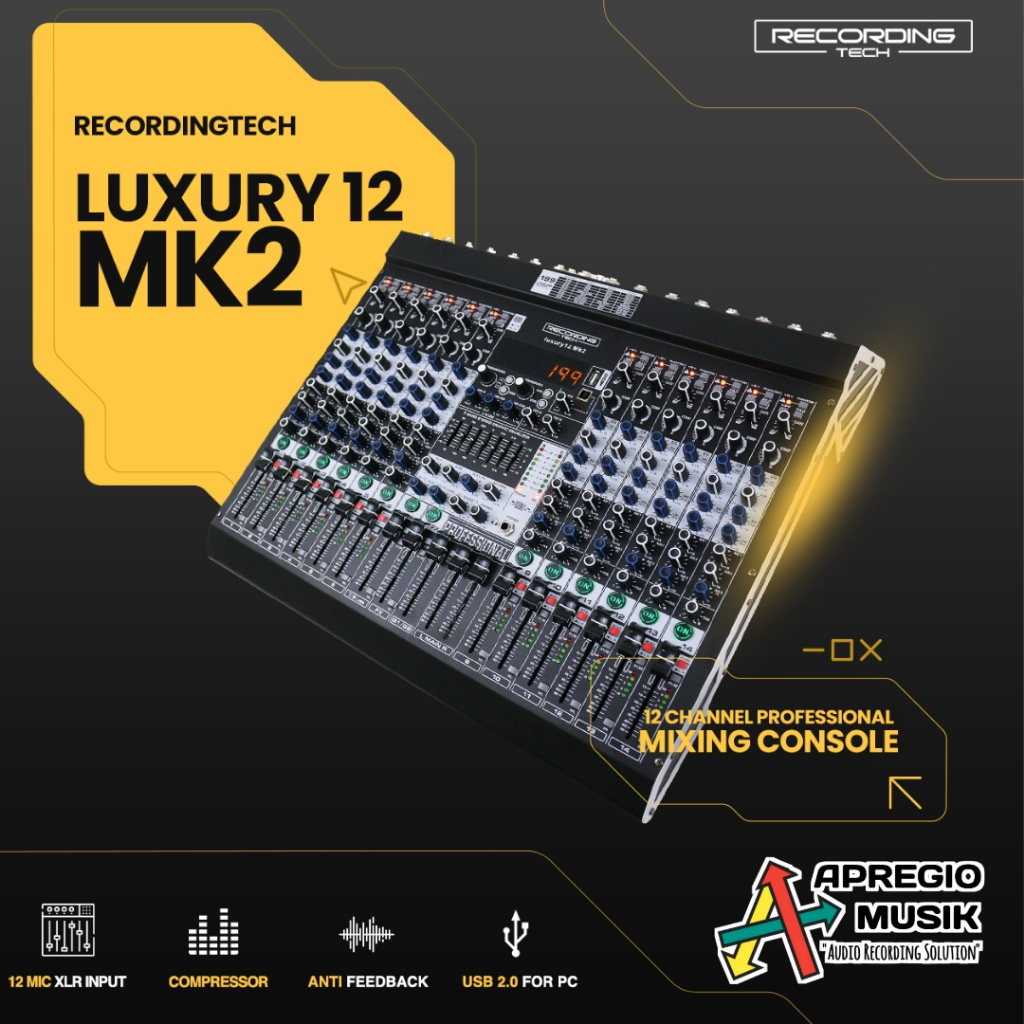 BERGARANSI Recording Tech RT Luxury 12 MK2 MK II MK 2 MKII luxury12 luxury-12 USB Mixer audio