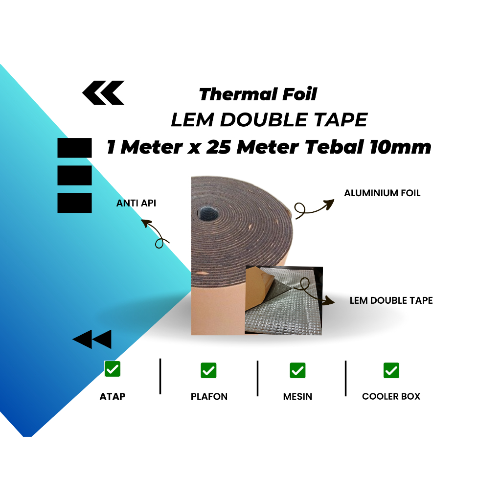 Aluminium Thermal Foil Lem Double Tape | Tebal 10mm