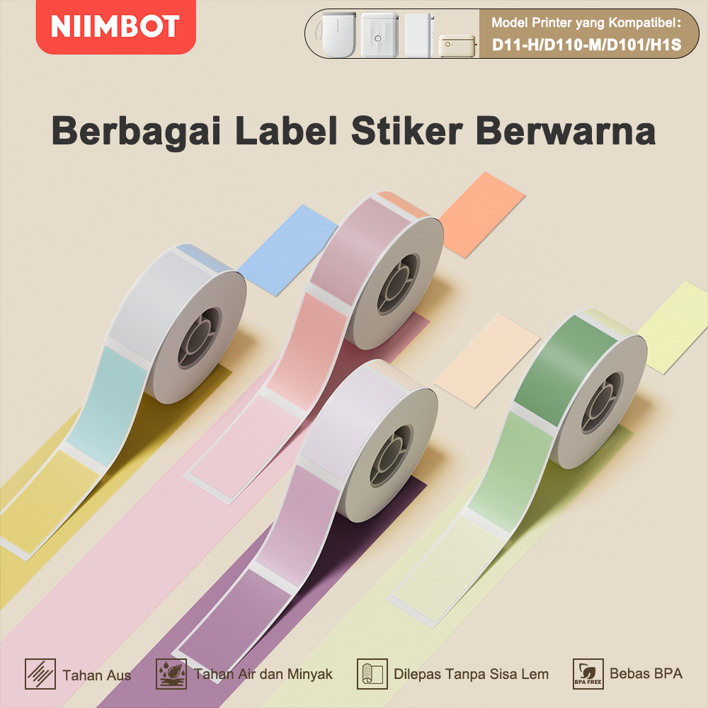 

NIIMBOT D11/D110/D101 Printer Label Kertas Stiker, Stiker Label Penanda Warna-Warni