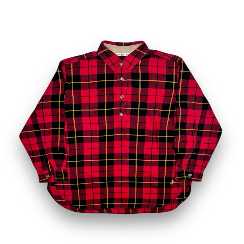 Uniqlo JW Anderson Half Button Plaid Flannel