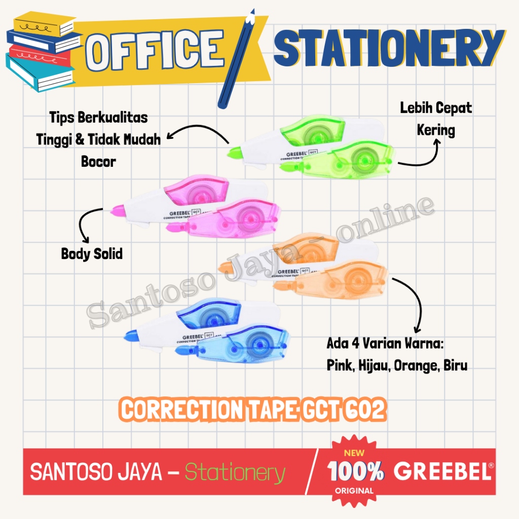 

Correction Tape GREEBEL - Tip-Ex - Tip X Kertas GCT 602