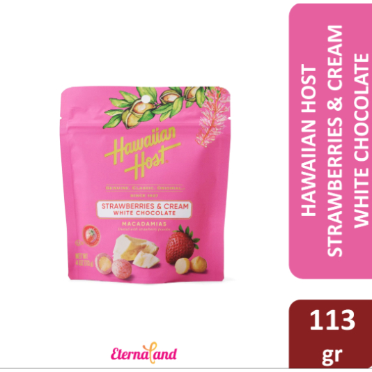 

Hawaiian Host Strawberries & Cream White Chocolate 4 oz - cokelat impor USA