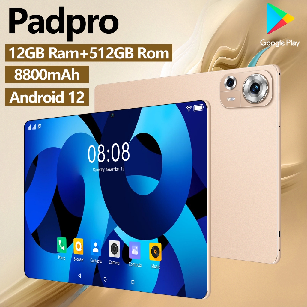 2025 Galaxy tablet Padpro 12GB RAM + 512GB ROM Tablet Android12 11.6 inch Layar Full Screen Layar Be