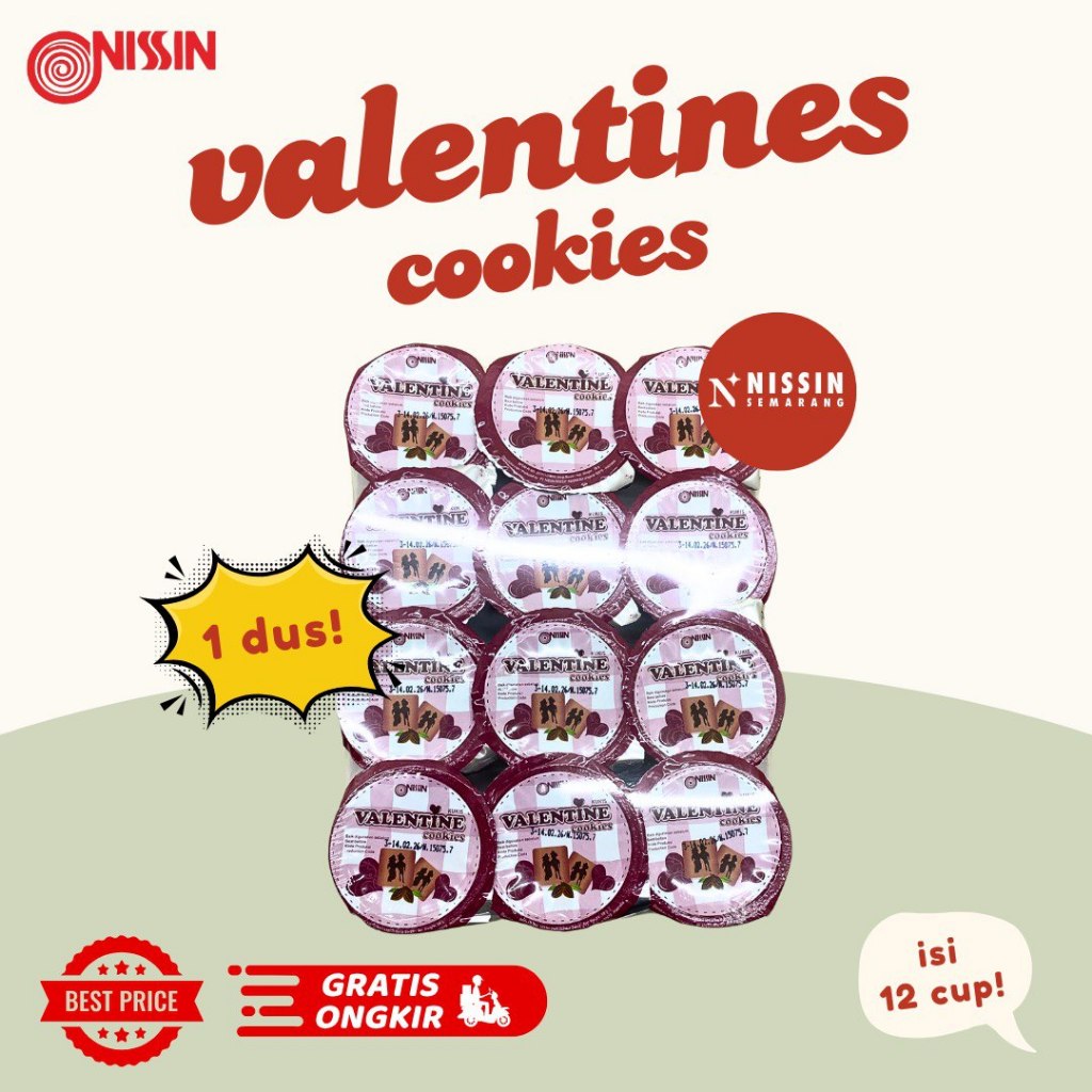 

1 Dus Nissin Valentine Cookies isi 12 cup 1 Dus Isi 8 Pak