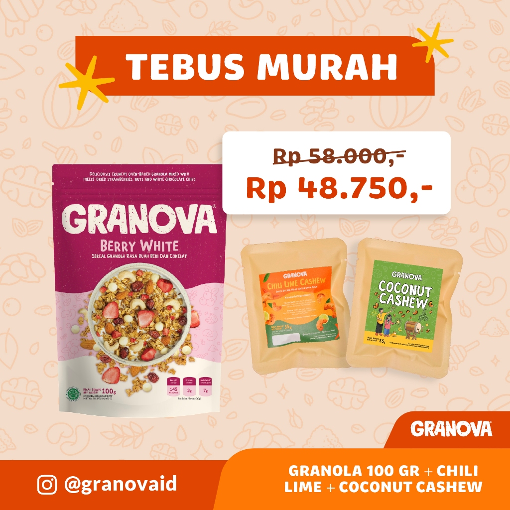 

Granova - Granola Berry White (Buah Beri & Coklat Putih) 100gr / 270gr - Sereal, Sarapan Sehat, Halal