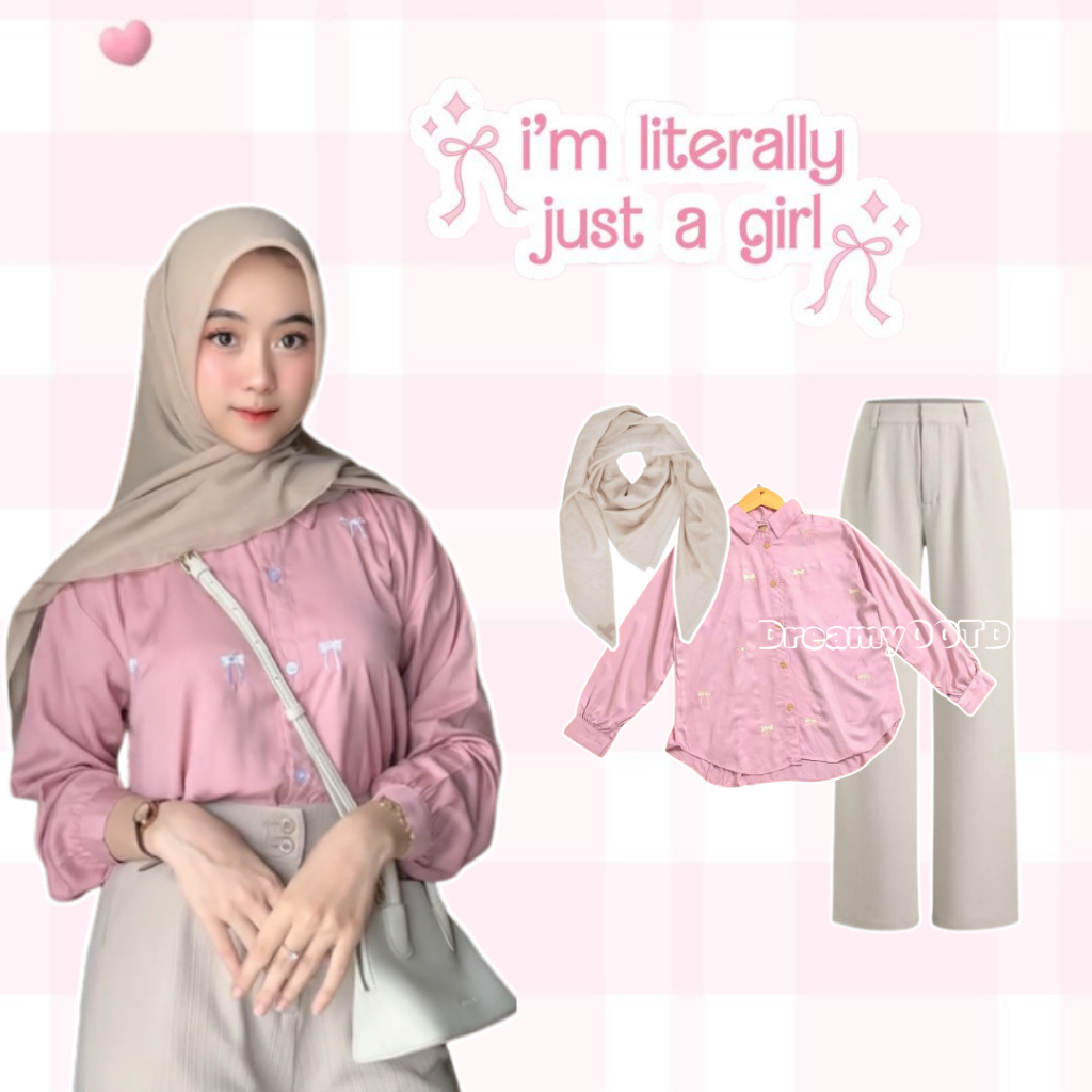 DreamyOOTD -   3 In 1 Set Outfit Wanita One Set Wanita Korean Style Hijab Buat Kuliah Hangout Study 