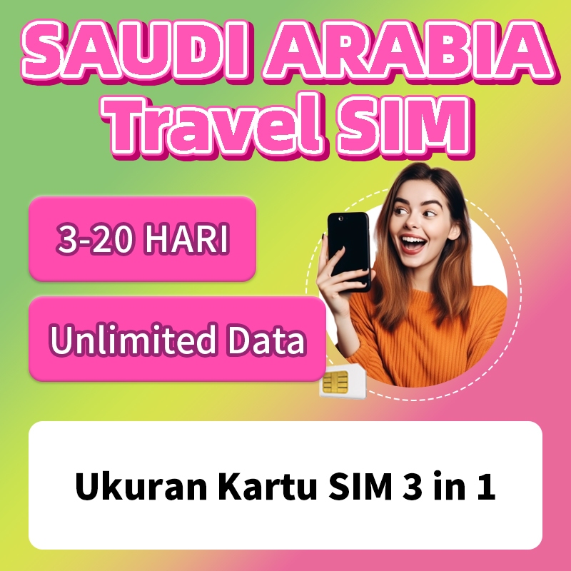【Arab Saudi】 Kartu SIM Data Tak Terbatas untuk Bepergian ke Arab Saudi 【3-20 hari】 Kartu SIM Prabaya