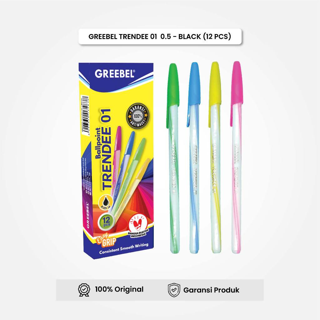 

GREEBEL Pulpen Bolpen Trendee 01 Tinta Hitam (12PCS/SET) Ballpen pena