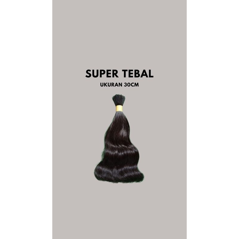 Rambut sambung natural ukuran 30cm super tebal