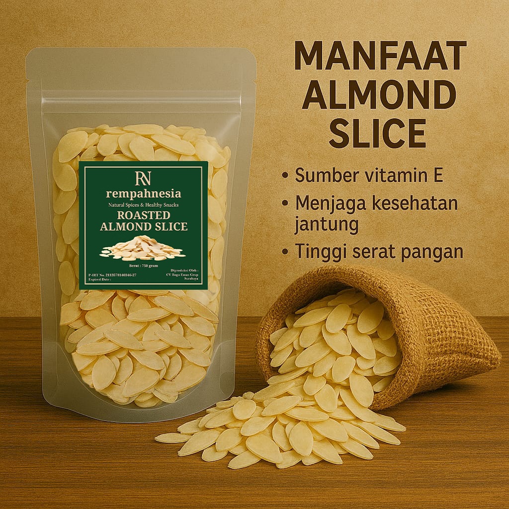 

ALMOND IRIS PANGGANG 750 GRAM PREMIUM - ROASTED ALMOND SLICE 750 GR