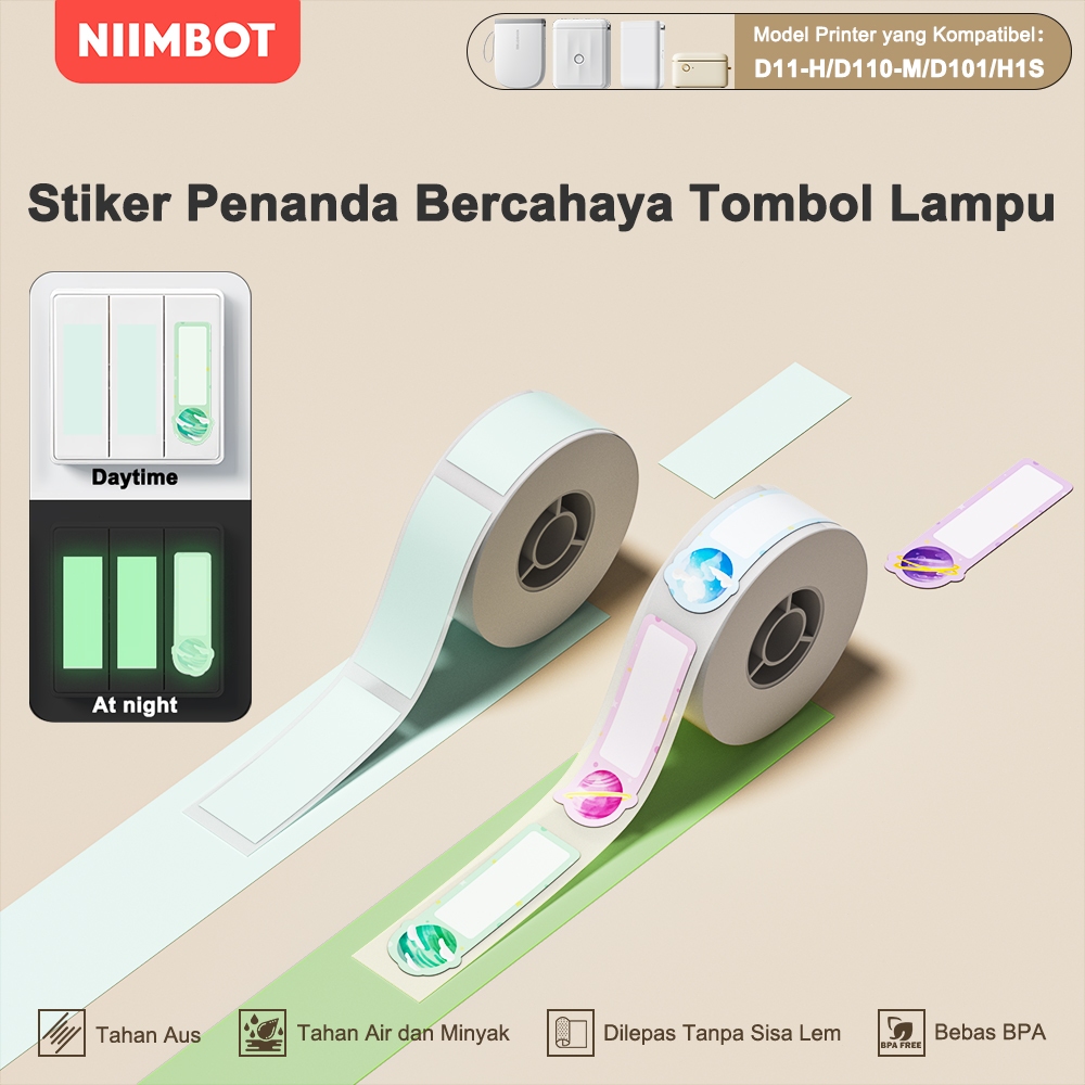 

NIIMBOT D110/D11/D101 Kertas Cetak Label, Stiker Sakelar Cahaya, Stiker Indikator Tombol Lampu