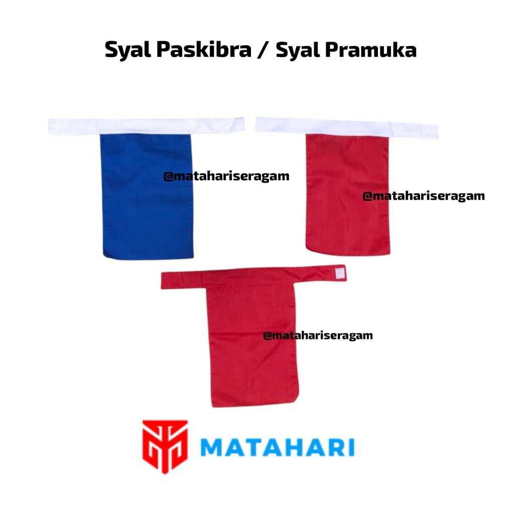Matahari Seragam Syal Paskibra Merah Putih / Syal Merah Polos / Syal Biru Putih / Syal Pramuka