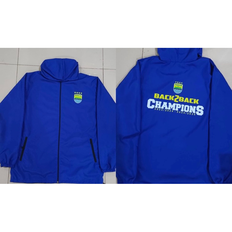 JAKET PARASUT PERSIB JUARA BINTANG 4 BACK2BACK JAKET PARASUT BIRU PERSIB JUARA