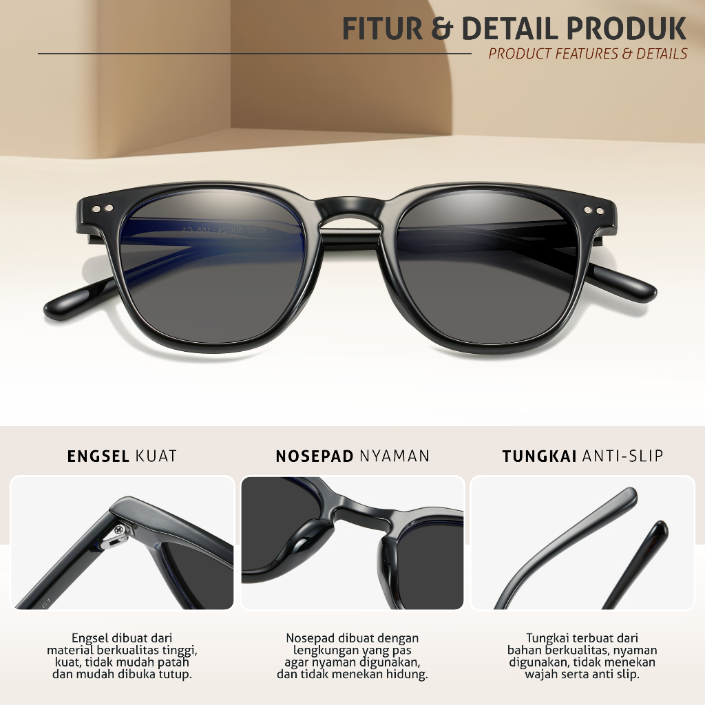 ORIGINAL Colore.in Kacamata Hitam Sunglasses Bulat Korean Style Pria Wanita Bulat Metal+TR-90