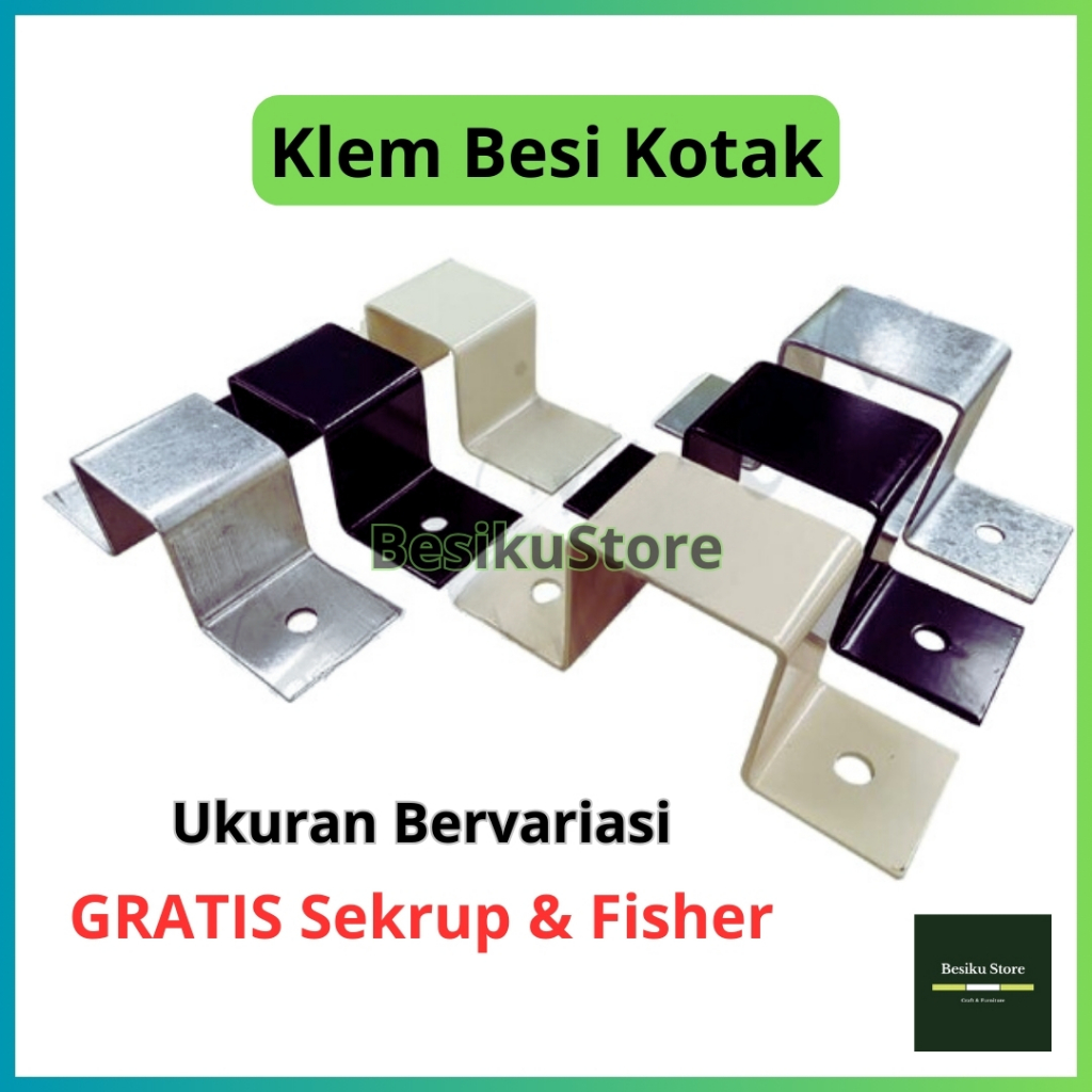 Klem Besi Pipa Kotak Hollow Tiang Kayu U Clamp Klem Serbaguna
