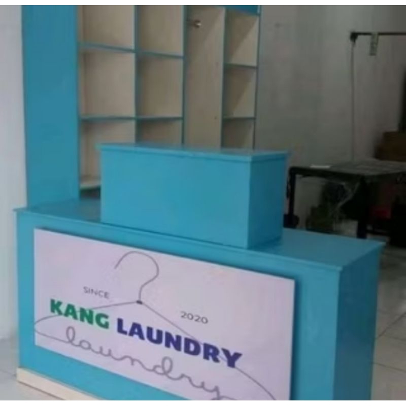 Meja kasir laundry + rak laundry
