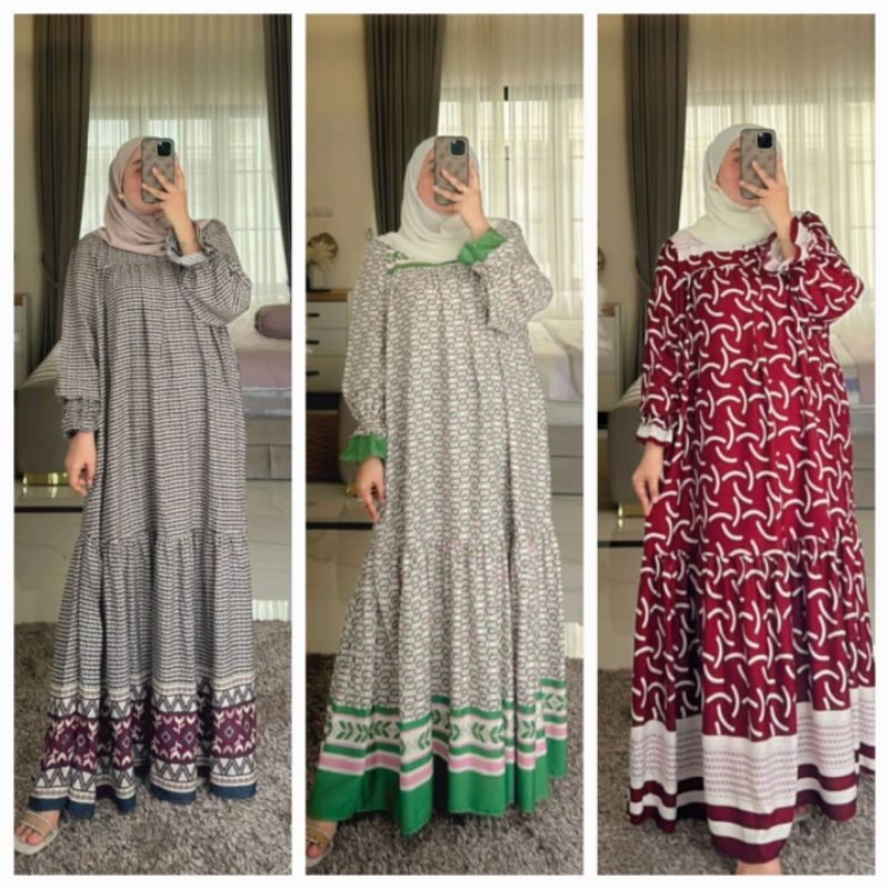 BISA COD SLAVINA DRESS/ GAMIS SLAVINA/ SALVINA DRESS/ GAMIS KATUN RAYON VISCOSE JUMBO/ GAMIS MOTIF L