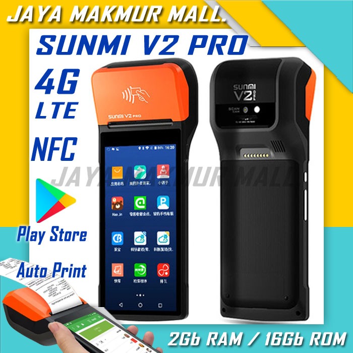 SUNMI V2 Pro 2Gb Ram/16Gb Rom / V2 Upgrade 2Gb Ram/8Gb Rom Play Store | HP Mesin Kasir Portabel Andr