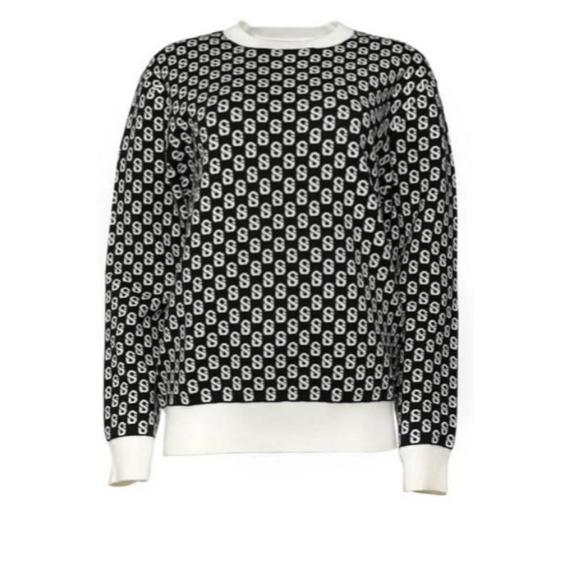 buttonscarves ll Signature monogram sweater black white