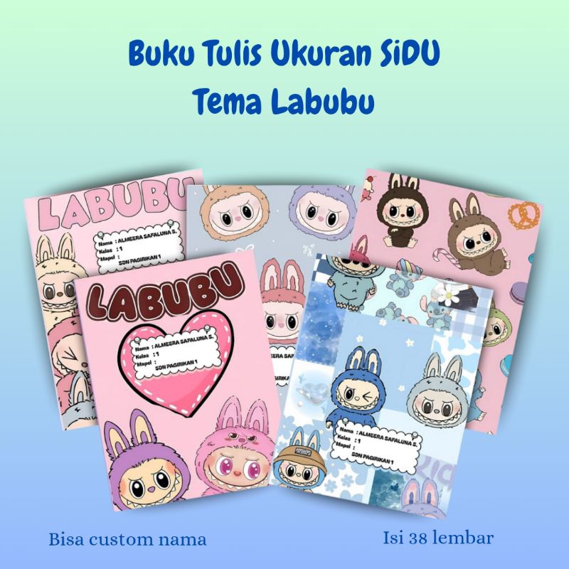 

Buku Tulis Custom Nama Tema Labubu (Ukuran Buku Sidu & Dilengkapi Perkalian di Cover Belakang)