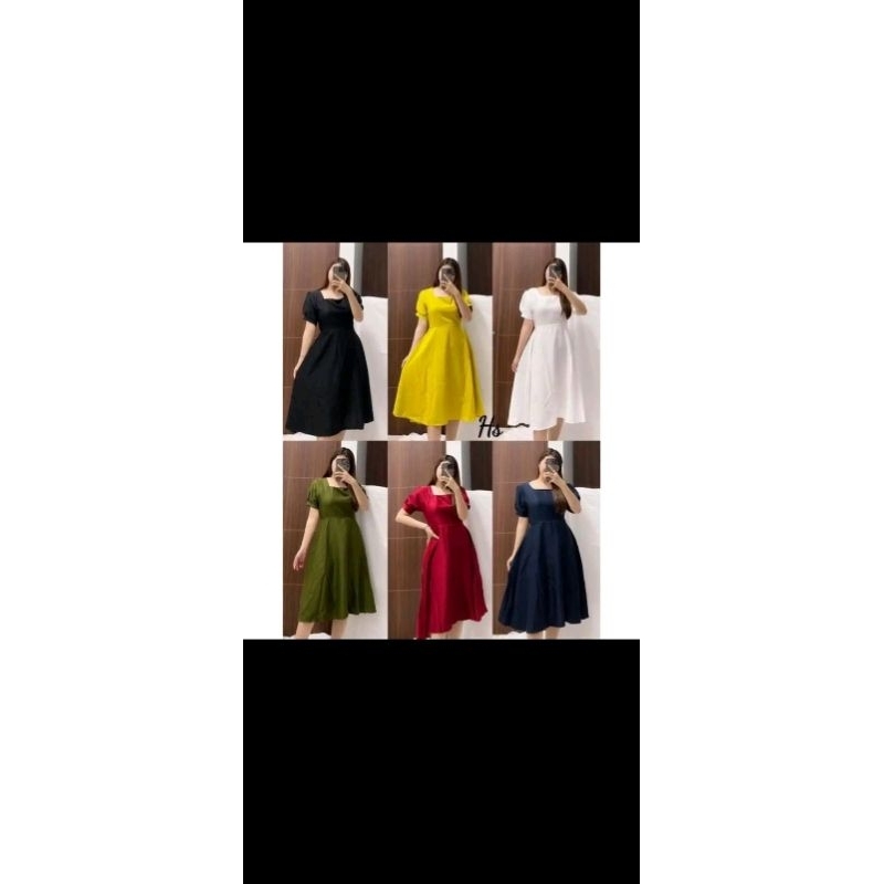 Gaun Polos Selutut – Dress Elegan Lembut & Nyaman | Cocok untuk Acara Formal & Kasual