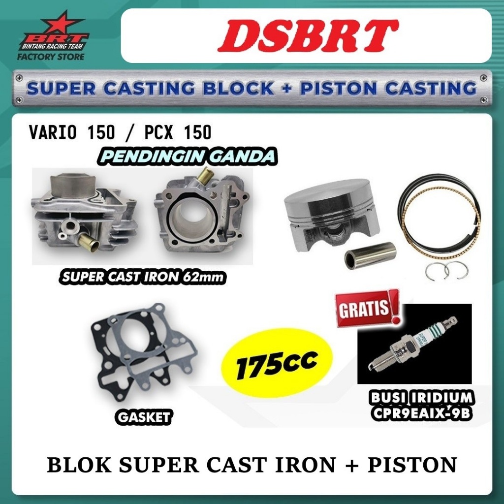 BLOK BRT CASTING VARIO 150 PCX 150 ADV 150 VARIO 125 BORE UP BRT 62 175cc 180cc + PISTON 62MM