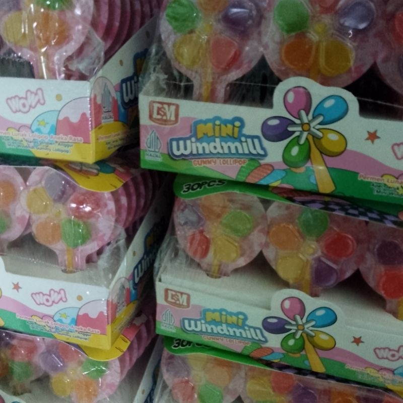 

Permen kipas MINI WINDMILK gummy lolipop 1 box 30 pcs