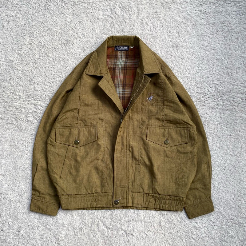 VINTAGE JACKET POLO - harrington vintage - harrington silk - harrington tartan - silk jacket vintage