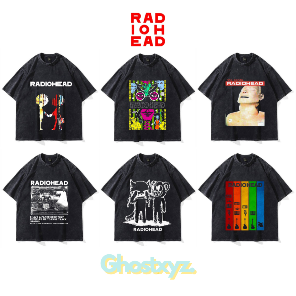 Ghostxyz T-Shirt Radiohead Wash Oversize Vintage Tee Baju Kaos