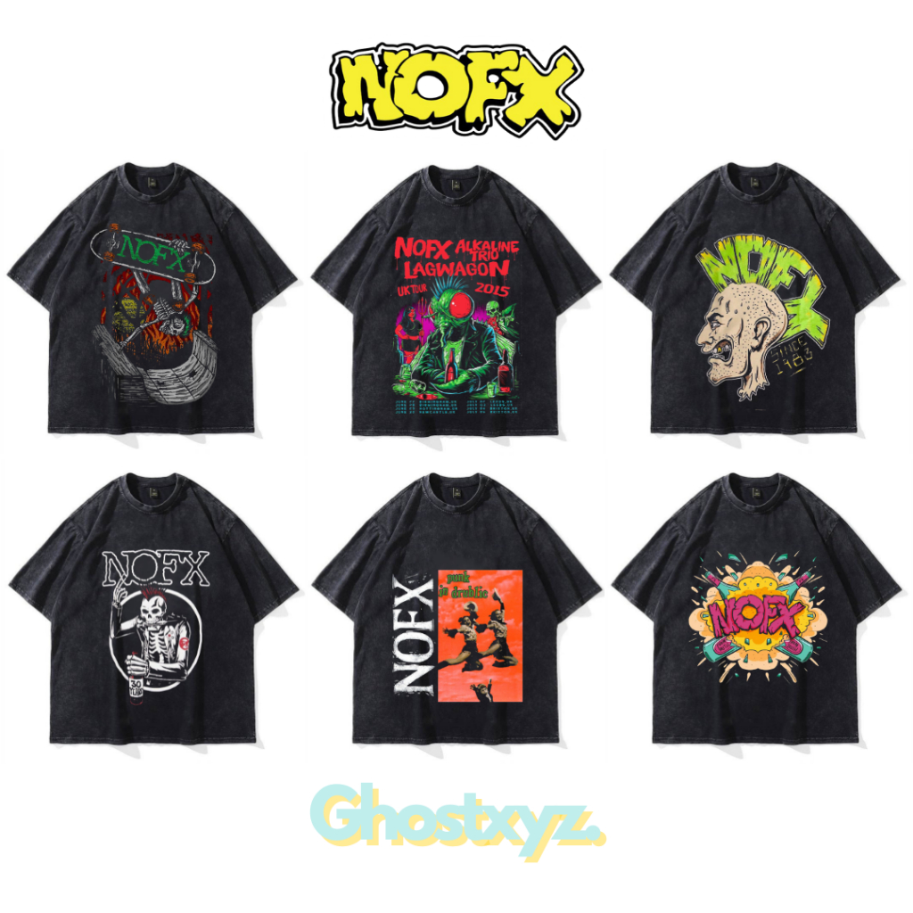Ghostxyz T-Shirt NOFX Wash Oversize Vintage Tee Baju Kaos