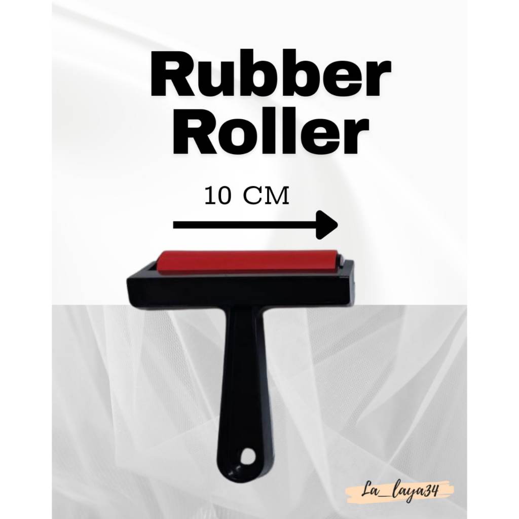 

Roller Karet-Rubber Roller lebar 10 cm pegangan plastik