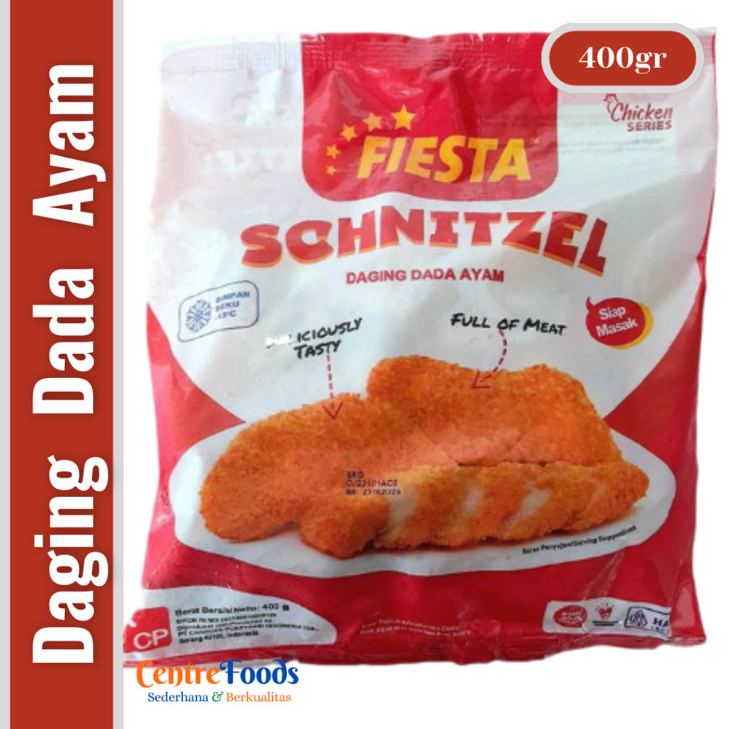 

Daging Dada Ayam - Schnitzel Fiesta | 400gr [ Harga Per BKS ]
