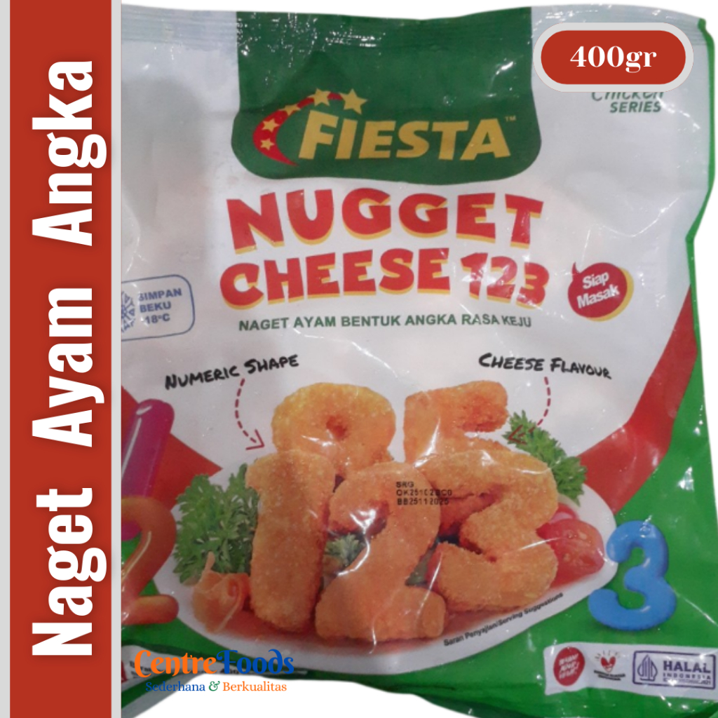 

Naget Ayam Angka Rasa Keju - Nugget Cheese 123 Fiesta | 400gr [ Harga Per BKS ]