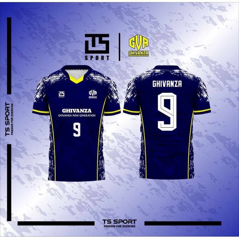 Kaos Jersey Voli Full Printing Gratis Tambah Nama Nomor Logo Sponsor