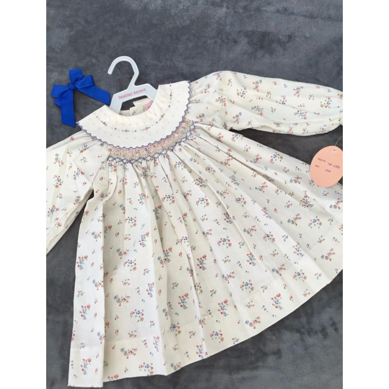 READY STOCK Heather brown dress smock dress bunga biru bukan annafie sarah louise deargg dbb pretty 