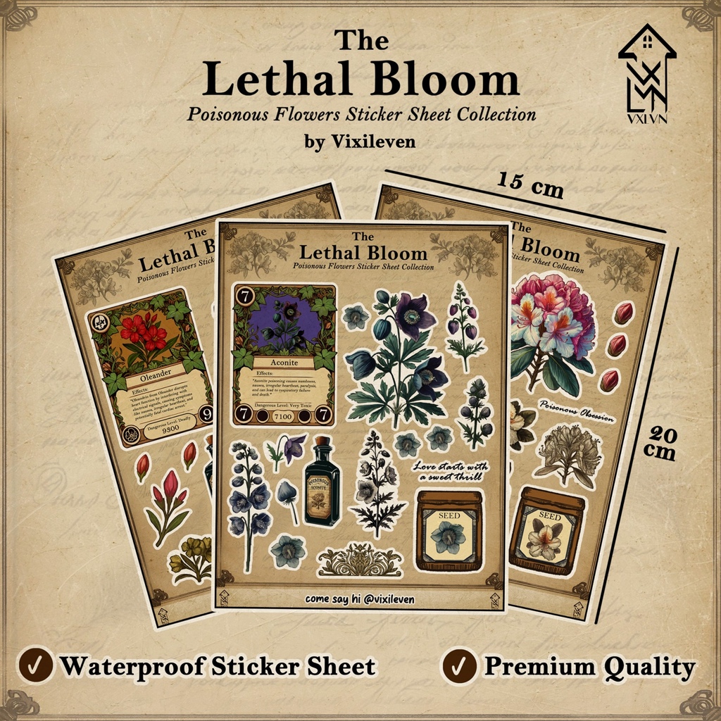 

Vixileven Stiker Sheet A5 | Lethal Bloom | Sticker Deco Planner | dekorasi scrapbook, deco pola, journaling, phonecase, headphone, stiker lucu