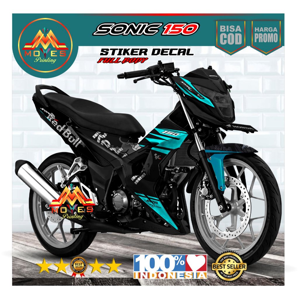 Terbaru COD Decal Sticker Full Body Motor Honda Sonic 150 r Sticker Full Body Honda Sonic 150 r Redb
