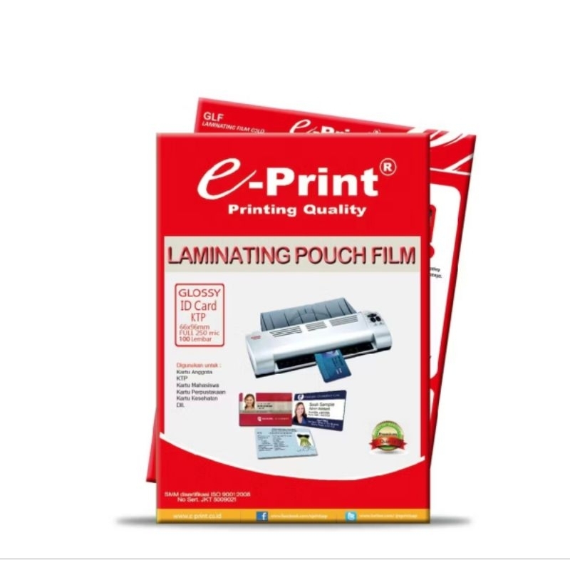 

Laminating KTP e-Print POUCH 250 Micron isi 100 Lembar / Laminasi ID Card 100 Sheet
