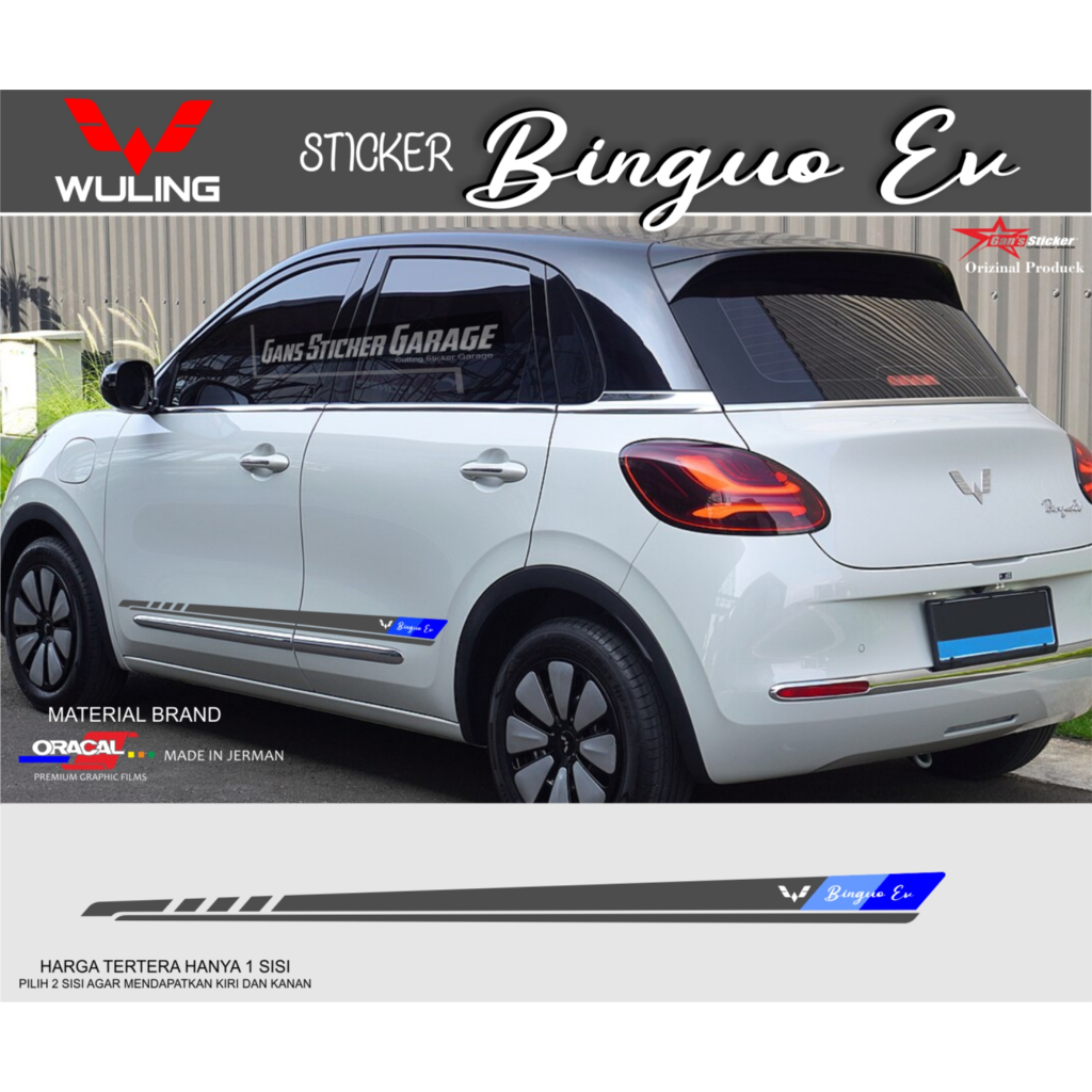 Premium Sticker Cutting Mobil Wuling Binguo EV Aksesoris Eksterior Mobil Listrik Wuling Binguo EV