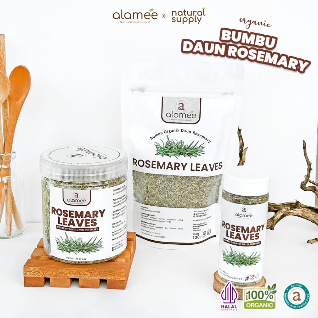 

ALAMEE Daun Rosemary Kering Dried Leaves Garnish Murni Asli Tanpa Campuran Bumbu Dapur
