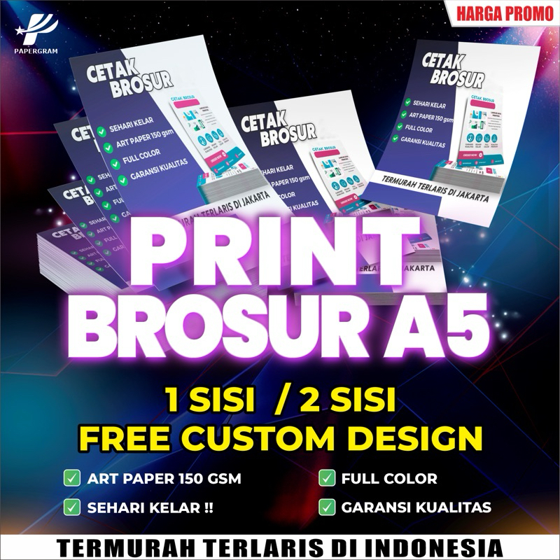 CETAK BROSUR ART PAPER A5 TERMURAH || CUSTOM BROSUR A5 || CETAK FLYER A5 / BROSUR 1 RIM PAMFLET PLAM