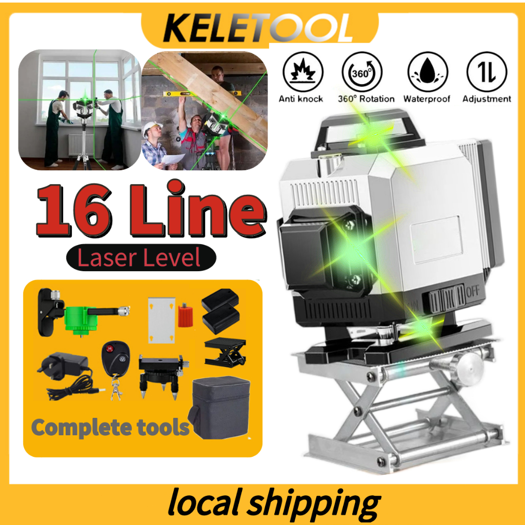 Laser Sinar  Alat Perata Laser  16 Line Laser Level  Multifungsi Digital Waterpas Bangunan Leveling 