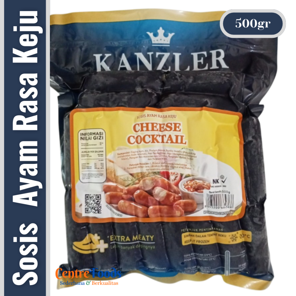 

Sosis Ayam Rasa Keju - Cheese Cocktail Kanzler | 500gr [ Harga Per BKS ]