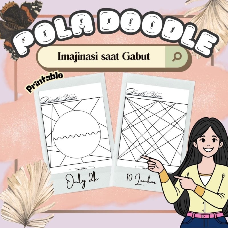 

POLA DOODLE printable, 10 Lembar